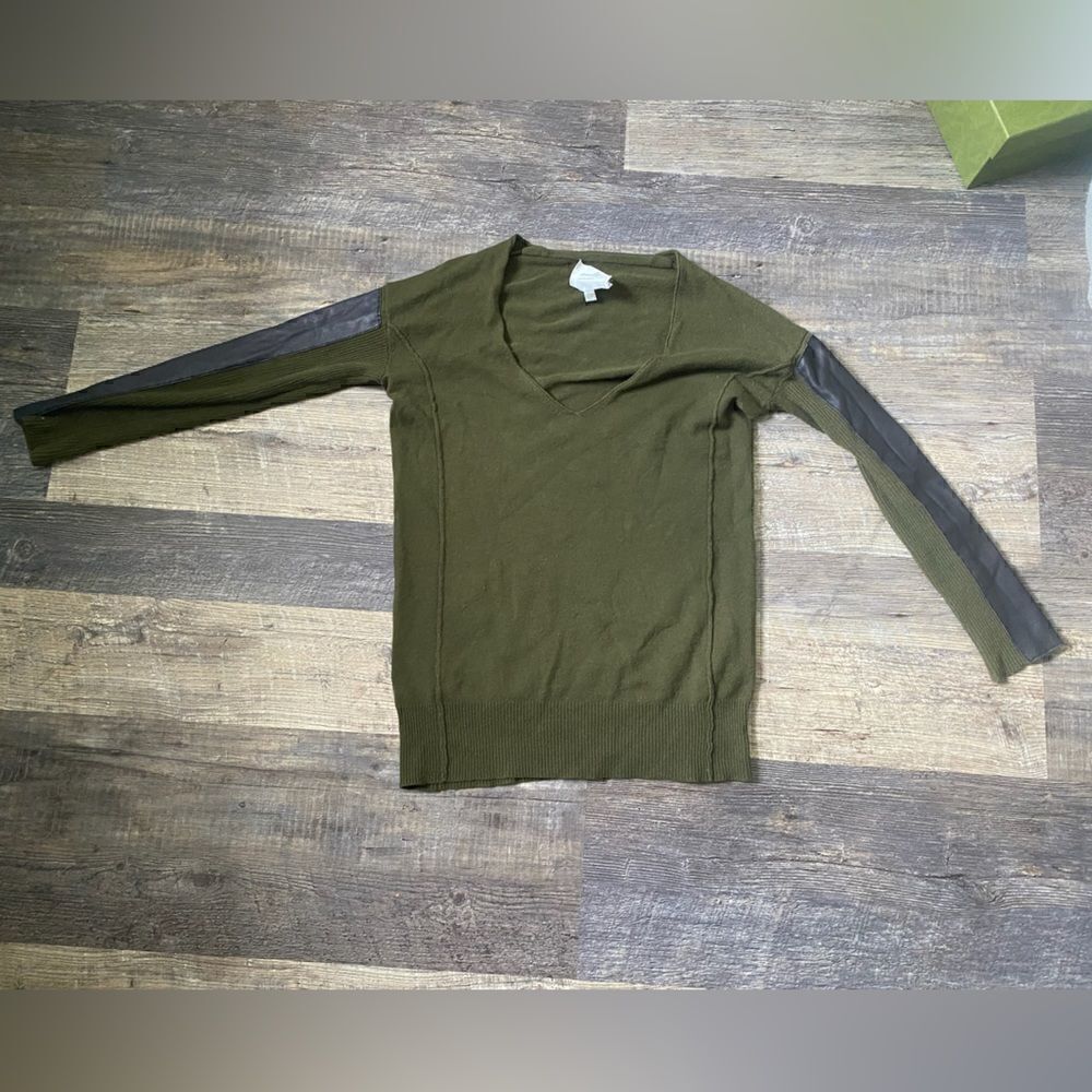 Woolly  minded leather and wool v neck sweater #6